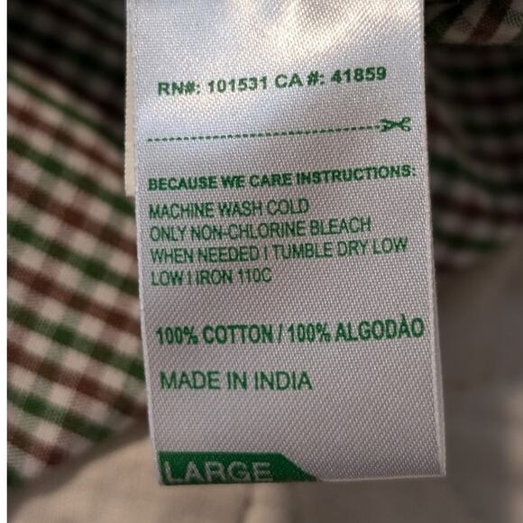 LRG Lifted Research Group Green Brown Check 100% Cotton Button Up Shirt Mens L - Picture 6 of 8